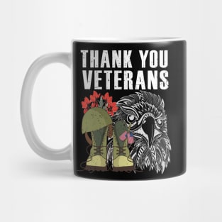 Thank You Veterans Poppy Flower Eagle Combat Boots Veteran Day Mug